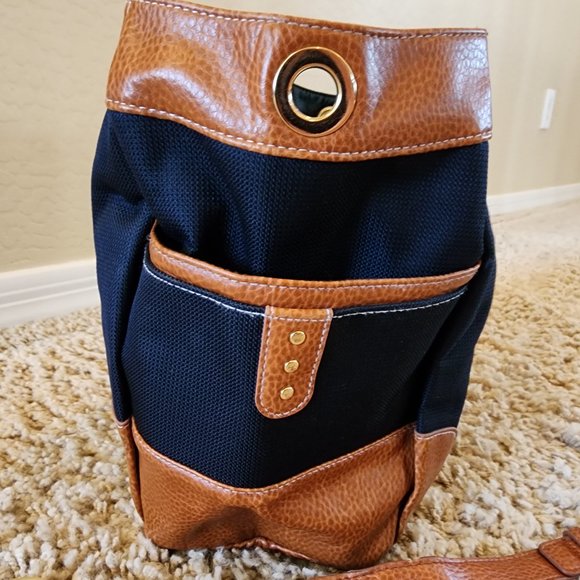 Miche MISTY Demi Chestnut Brown and Navy Blue Canvas Shell Cover Purse Bag Cover - Picture 5 of 14